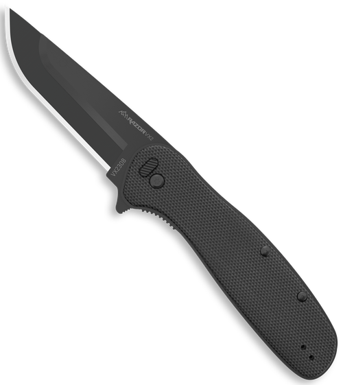 Outdoor Edge Razor VX2 EDC 3" Folding Plain Black Oxide 420J2 SS Blade, Black Textured G10 Handle