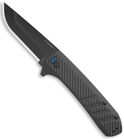 Outdoor Edge Razor VX4 EDC 3" Folding Drop Point Plain Black Oxide 420J2 SS Blade, Black Textured Carbon Fiber/G10 Handle