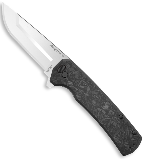 Outdoor Edge Razor VX5 EDC 3" Folding Plain Satin 420J2 SS Blade, Black Carbon Fiber/G10 Handle