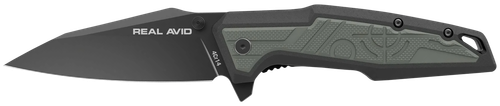 Real Avid RAV-1, Folding Knife, Plain Edge, Matte Finish, Green and Black, Nylon Handle, 3.25" Blade Length, 7.75" Overall Length, Liner Lock, Stainless Steel