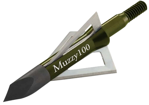 Muzzy 3- Blade Broadhead Trocar Tip Anodized Aluminum Ferrule Blades 100 gr/6 Per Pack