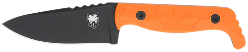 CobraTec Knives KingPin EDC 4" Fixed Drop Point Plain Black Powder Coated D2 Steel Blade, 4" Blaze Orange Textured G10 Scales Handle