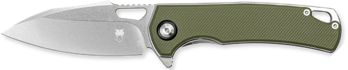 CobraTec Knives CTCLNHRBlack Wolverine 3.12" OTF Drop Point Plain Satin TiCN D2 Steel Blade, 4.25" Green Textured G10 Handle