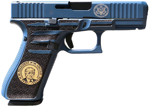 Glock G45 Gen5 MOS Crossover Trump 9mm, 4.02" GMB Barrel, Presidential Blue Engraved, MOS Serrated Slide, Picatinny, 17rd