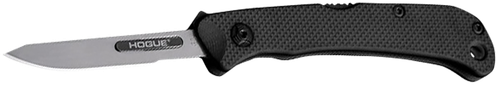 Hogue Expel, Folding Knife, 416 Stainless, Plain Edge, 2.5" Blade, Black G-10 Handle, Silver Blade, Includes (3) #60 and (2) #70 Blades