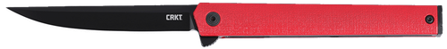 Columbia River CEO Flipper EDC 3.35" Folding Plain Black EDP AUS-8A SS Blade, Red Green Handle