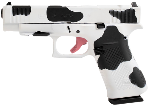 Glock 43x Holy Cow 9mm, 3.41" Barrel, White/Black Cerakote 10rd "Can't We All Just Get Along?"