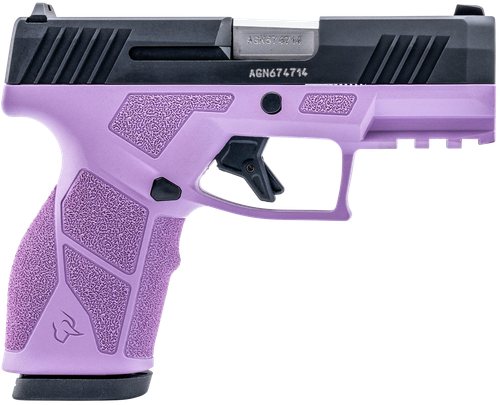 Taurus GX2 9mm, 3.38" Barrel Length, Matte Light Purple and Black, Manual Safety, White Dot Front Sight with Drift Adjustable Rear Sight, 2x10rd Mags