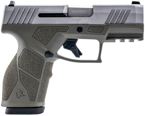Taurus GX2 9mm, 3.37" Matte Stainless Steel, Serrated, Olive Drab Green Polymer Frame Picatinny Rail, 10rd