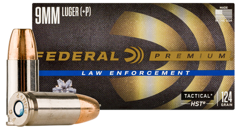 Federal HST 9mm, 124gr, +P Law Enforcement Grade, 50rd/Box