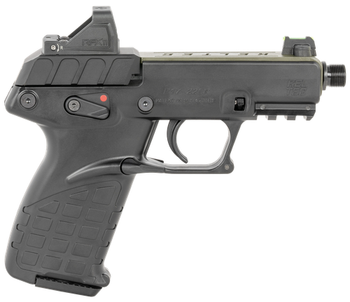 Kel-Tec P17 Optic Pkg 22 LR, 3.8" Threaded Barrel, Green Slide, Black Frame, Includes Optic/Holster, 3 16rd Mags