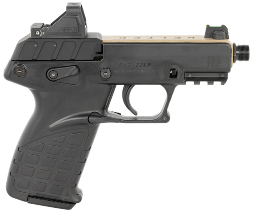 Kel-Tec P17 w/Optic Bundle Exclusive Compact 22 LR 16+1 3.80" Barrel, Tan Cerakote Slide, Black Frame w/Picatinny Rail, Viridian RFX-11 Green Dot