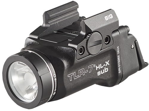 Streamlight TLR-7 HL-X Sub, Weaponlight, Fits Sig P365XL, 1,000 Lumens with SL-B9 Battery, 30 Minute Run Time, Matte Finish, Black with Silver Ring