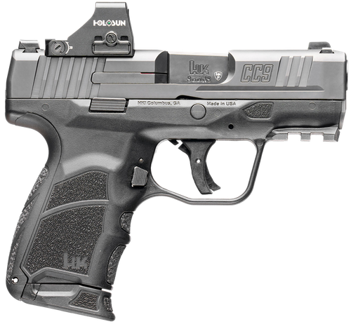 HK CC9 9mm, 3.32" Polygonal Barrel, Holosun HS 407K, Serrated Slide, Picatinny Rail, Interchangeable Backstraps, 10rd