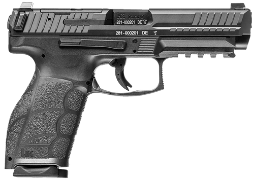 HK VP9A1 F 9mm, 4.53" Barrel, Optic Ready, Serrated, Black, Picatinny Rail, Interchangeable Backstrap, 10rd