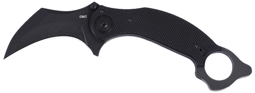 Columbia River DU Hoc Deadbolt 3.62" Fixed Karambit Plain Black Powder Coated D2 Steel Blade, Black G10 Handle