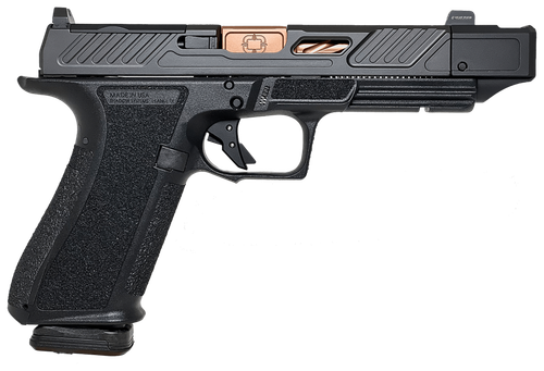 Shadow Systems DR920 Elite 9mm, 4.48" Bronze Spiral Fluted Barrel, Compensator, Nitride Black Slide, Optics Ready, Trig Safety, Tritium Front, 2x10rd, California Compliant