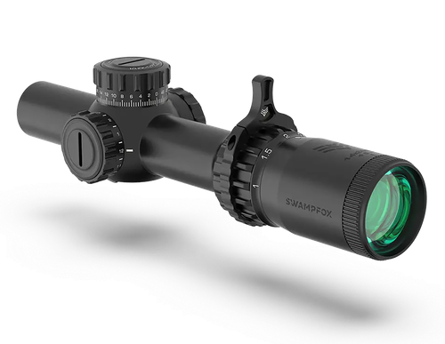 Swampfox Optics Tomahawk II Black 1-4x 24mm 30mm Tube Bright Fiber Optic Red Reticle