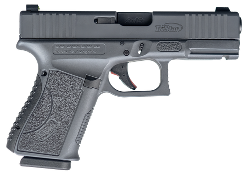 TriStar Apoc 9mm 15rd,4.02" Black Steel Barrel, Sniper Gray Cerakote Serrated Steel Slide & Polymer Frame Accessory Rail, Textured Grip