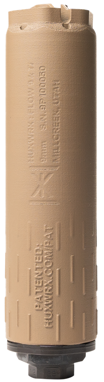 HUXWRX Flow 9K Ti 5.33" Without Booster Assembly, 5.87" with Included 1/2X28 Booster, 9mm, Titanium Construction, Cerakote Flat Dark Earth