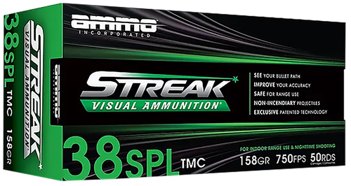 Ammo Inc Streak Visual Green 38 Special, 158gr, Total Metal Case, 50rd Box