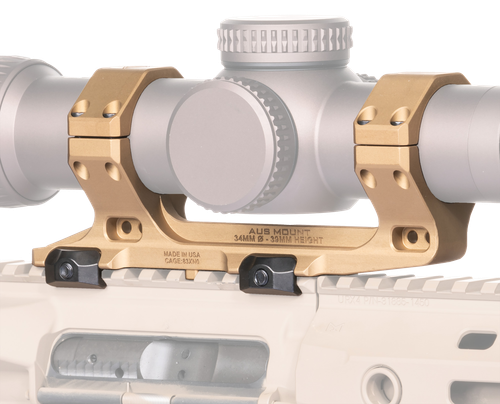 Reptilia LLC AUS Optic Mount Flat Dark Earth 7075-T6 Aluminum 34mm Tube Mil-Spec 1913 Picatinny Rail Mount