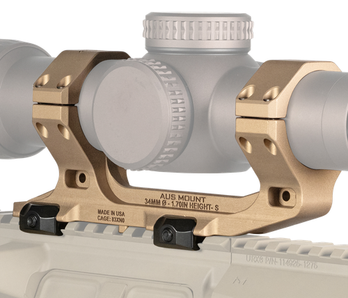 Reptilia LLC AUS Optic Mount Black 7075-T6 Aluminum 34mm Tube Mil-Spec 1913 Picatinny Rail Mount 100240