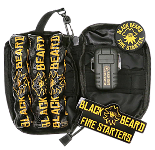 Black Beard Fire Starters Ultimate Fire Kit Black Includes Ferro Rod/Plasma Arc Lighter/Organizer Case/Fire Starters/Decal