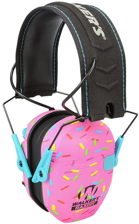 Walker's Razor Slim Electronic Muff 23 dB Over the Head Pink Sprinkles