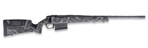 Weatherby 307 Range XP2 7MM PRC, 22" Threaded Barrel, 1/2X28 Thread Pitch, Cerakote Finish, Graphite Black, Green/Gray Sponge Pattern Polymer Stock, 5rd, Includes 2" Muzzle Brake