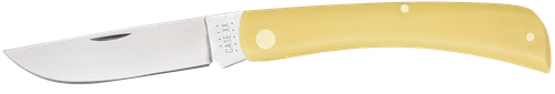 Case Yellow Synthetic Sod Buster Folding Skinner Plain Tumble Polish Carbon Steel Blade/Smooth Yellow Synthetic Handle