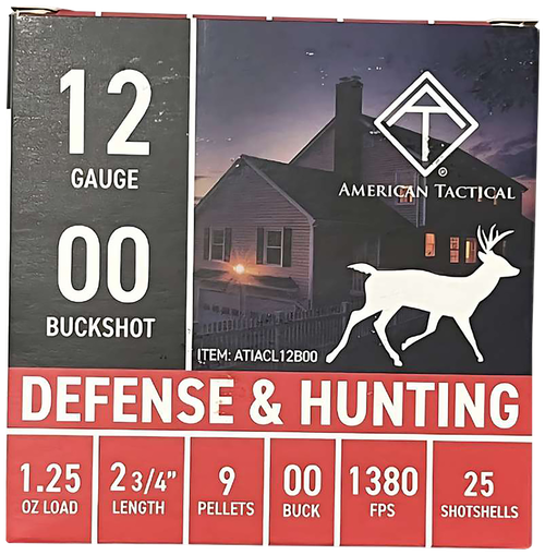 ATI Defense Shotshells 2 3/4" 1 1/4oz 00 Buck Shot 25 Per Box (10 Case)