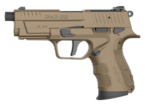 Retay RXP 22 LR 10rd,4" Black Threaded Barrel, Flat Dark Earth Cerakote RMR-RMSc Optic Ready-Serrated Slide, Flat Dark Earth Cerakote Frame Accessory Rail, Textured Grip