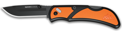 Outdoor Edge Razor EDC Lite, Folding Knife, Plain Edge, 2.5" Blades, 420J2 Stainless, Includes (2) Drop Point Blades, Black Oxide Blade Finish, Orange Handle