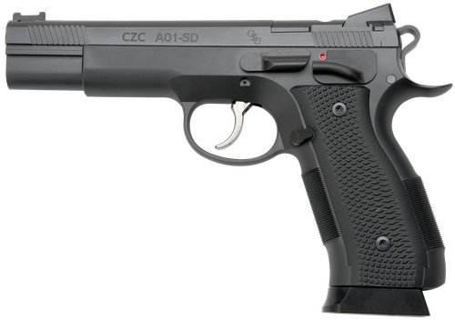 CZ Custom Shop A01-SD 9mm, 5" Match Grade Barrel, Black, Optic/Serrated Slide, Beavertail, Short Dustcover, 19rd