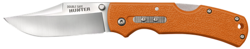 Cold Steel Double Safe Hunter 3.50" Folding Clip Point Plain Satin 8Cr13MoV SS Blade, 4.88" Blaze Orange Textured GFN Handle