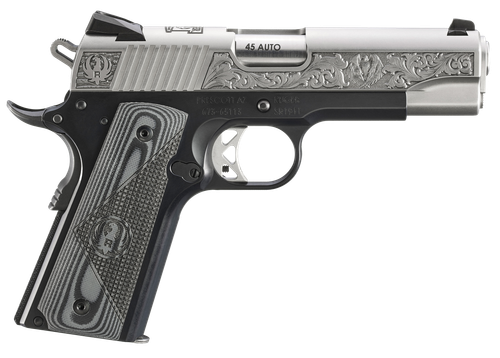 Ruger SR1911 Southport CT Edition, 45ACP, 4.25" Barrel, Black Anodized Frame, Engraved Silver Slide, Black/Gray G10 Grips, Novak 3-Dot Sights, 2x7rd Mags