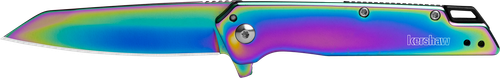 Kershaw Misdirect, Folding Knife, Assisted Opening, 3" Reverse Tanto Blade, 4Cr14 Blade, 7" Overall Length, Frame Lock, Rainbow PVD Finish