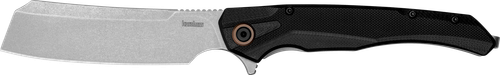 Kershaw Strata 4" Folding Cleaver Plain Stonewashed D2 Steel Blade, Black Bead Blasted G10/SS Handle