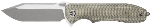 Eikonic Validus 3.78" Folding Modified Tanto Plain Dark Acid Stonewash/Satin M390 Steel Blade, 4.76" Green Canvas Micarta Handle