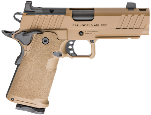 Springfield 1911 DS Prodigy Comp 9mm, 4.25" Bull Barrel, Cerakote Coyote Brown, Tritium, Serrated Rear, Optics Ready, 10rd