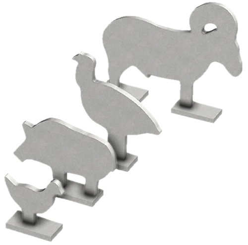 Birchwood Casey Silhouette Knock Over Targets, 1/4" Steel Targets, 1/5 Scale, (4) Piece Set, Silver