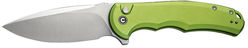 Civivi Knives Praxis 3.75" Folding Drop Point Plain Satin Nitro-V Steel Blade, Lime Green Aluminum Handle