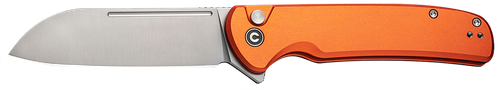 Civivi Knives Chevalier II EDC 3.47" Folding Sheepsfoot Plain Satin 14C28N Steel Blade, Orange Aluminum Handle