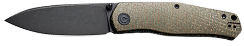 Civivi Knives Sokoke EDC 3.35" Folding Drop Point Plain Black Stonewashed 14C28N Steel Blade, Green Textured Burlap Micarta Handle