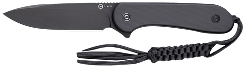 Civivi Knives Elementum 3.98" Fixed Plain Black Stonewashed D2 Steel Blade, 4.50" Black G10 Handle