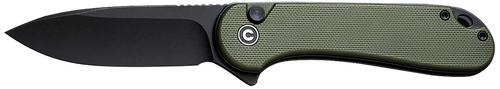 Civivi Knives Elementum II EDC 2.96" Folding Drop Point Plain Black Stonewashed Nitro-V Steel Blade, Olive Drab Green Textured G10 Handle