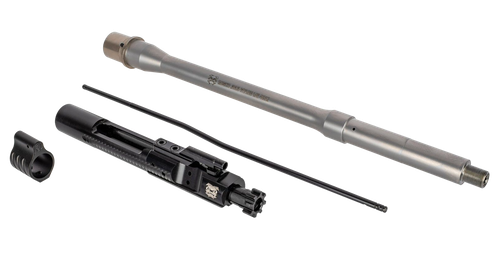 Rosco Purebred, Saucepack, Barrel, 223 Wylde, 14.5", Mid Length Gas Length, Fits AR-15, Sandblasted Finish, Silver, Includes Bolt Carrier Group, Gas Tube, Non Adjustable Gas Block