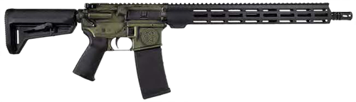 Shark Coast Celtic AR 223 Rem/5.56mm, 16" Barrel, Engraved Celtic Design, Distressed Green, Magpul MOE SL-Grip-Free Float, 30rd