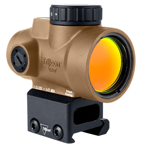 Trijicon MRO SD, Green Dot, 25mm Objective, 2 MOA Dot, Anodized Finish, Coyote Brown, Full Co-Witness Mount